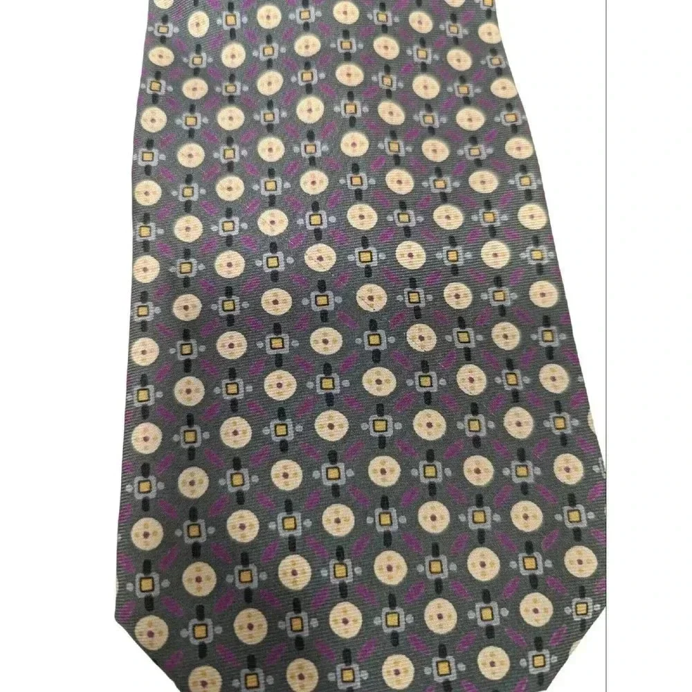 Christian Dior Monsieur Geometric Silk Necktie‎ Green Purple Tie